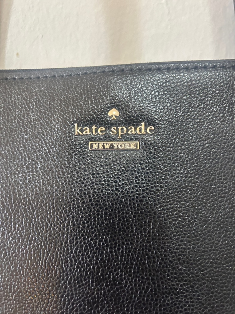 kate spade Black Leather Structured Tote with Gold Accents - Picture 2 of 9